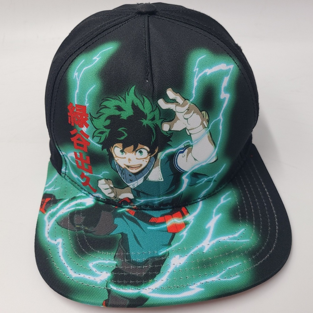 My Hero Academia Hat Snapback BioWorld Black Green Izuku Midoriya Deku Anime Men